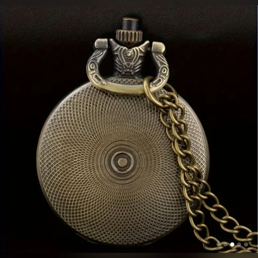 Style Motorcycle Pocket Watch Necklace Antique Bronze Chain Biker Gift, T1MISB4I